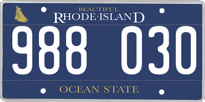 RI license plate 988030