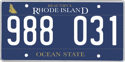 RI license plate 988031