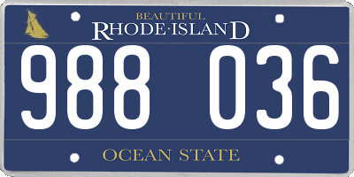RI license plate 988036
