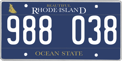 RI license plate 988038