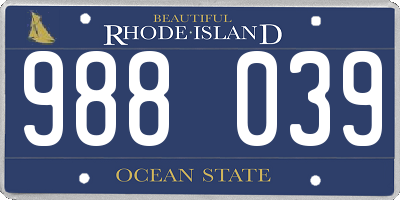 RI license plate 988039