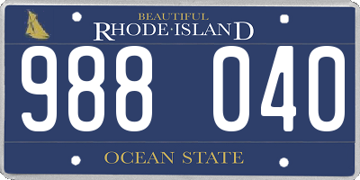 RI license plate 988040