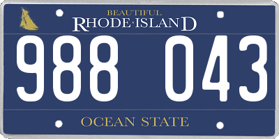 RI license plate 988043