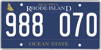 RI license plate 988070