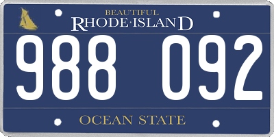 RI license plate 988092