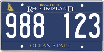 RI license plate 988123