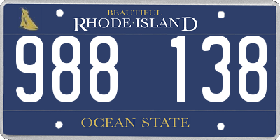 RI license plate 988138