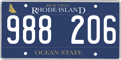 RI license plate 988206