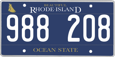 RI license plate 988208