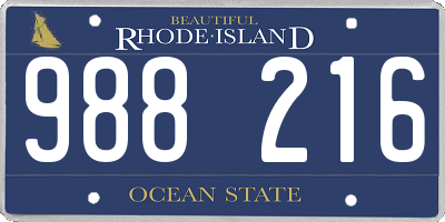 RI license plate 988216