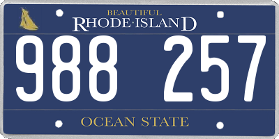 RI license plate 988257