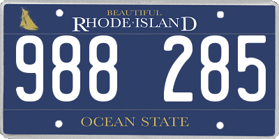 RI license plate 988285