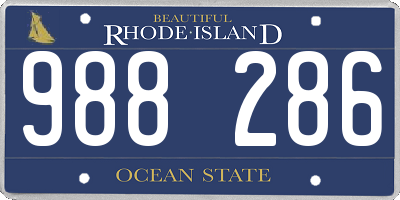 RI license plate 988286