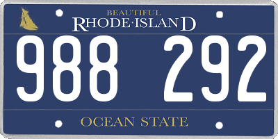 RI license plate 988292