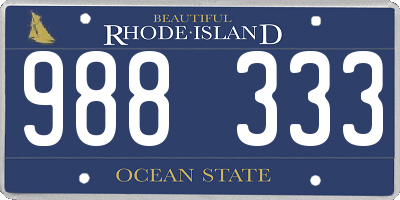 RI license plate 988333