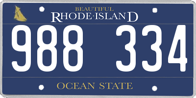 RI license plate 988334