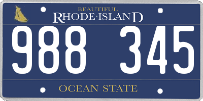 RI license plate 988345