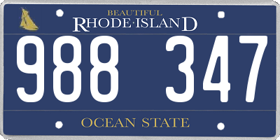 RI license plate 988347