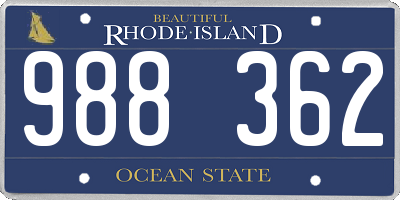 RI license plate 988362