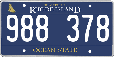 RI license plate 988378