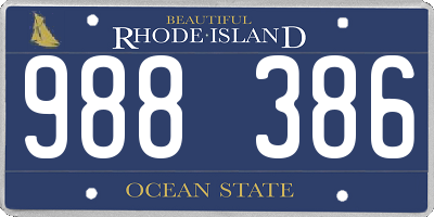 RI license plate 988386