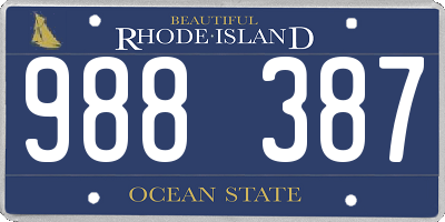 RI license plate 988387