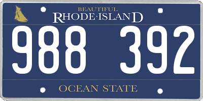 RI license plate 988392