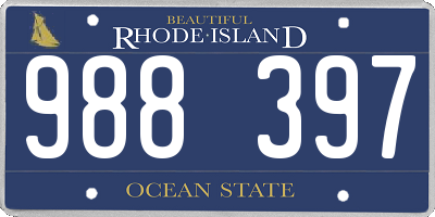 RI license plate 988397