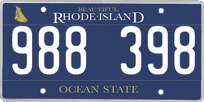 RI license plate 988398