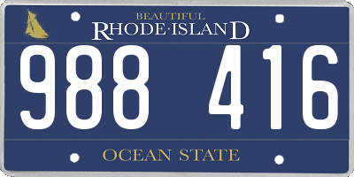 RI license plate 988416