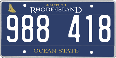 RI license plate 988418