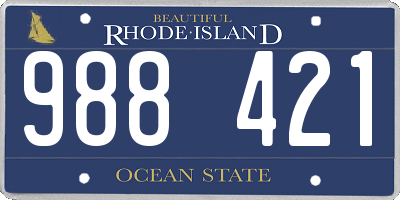 RI license plate 988421