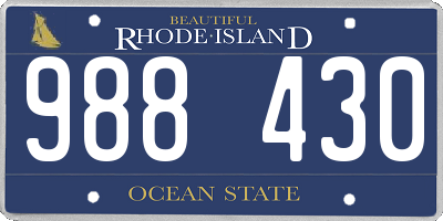 RI license plate 988430