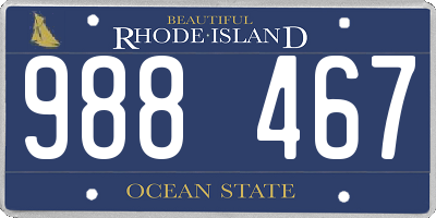 RI license plate 988467