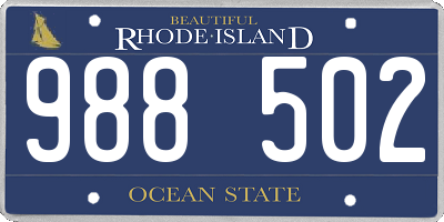 RI license plate 988502