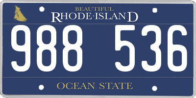 RI license plate 988536