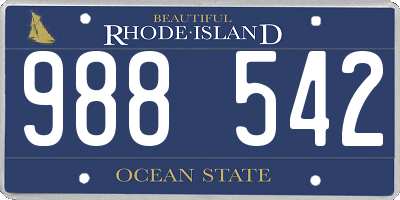 RI license plate 988542