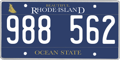 RI license plate 988562