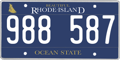 RI license plate 988587