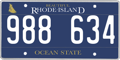 RI license plate 988634