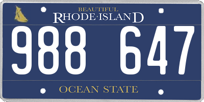 RI license plate 988647