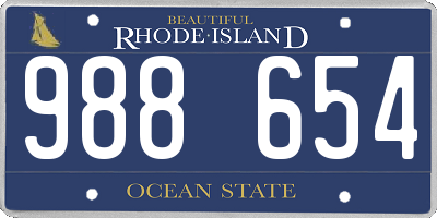 RI license plate 988654