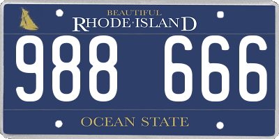 RI license plate 988666