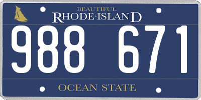 RI license plate 988671