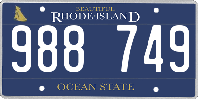 RI license plate 988749