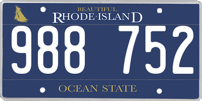 RI license plate 988752