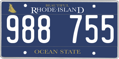 RI license plate 988755