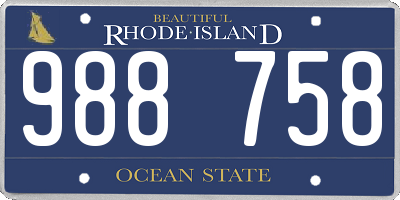 RI license plate 988758