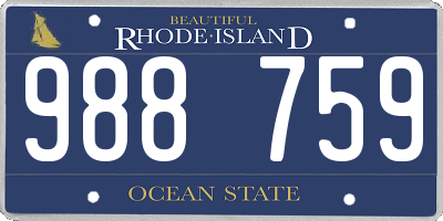 RI license plate 988759