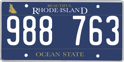 RI license plate 988763